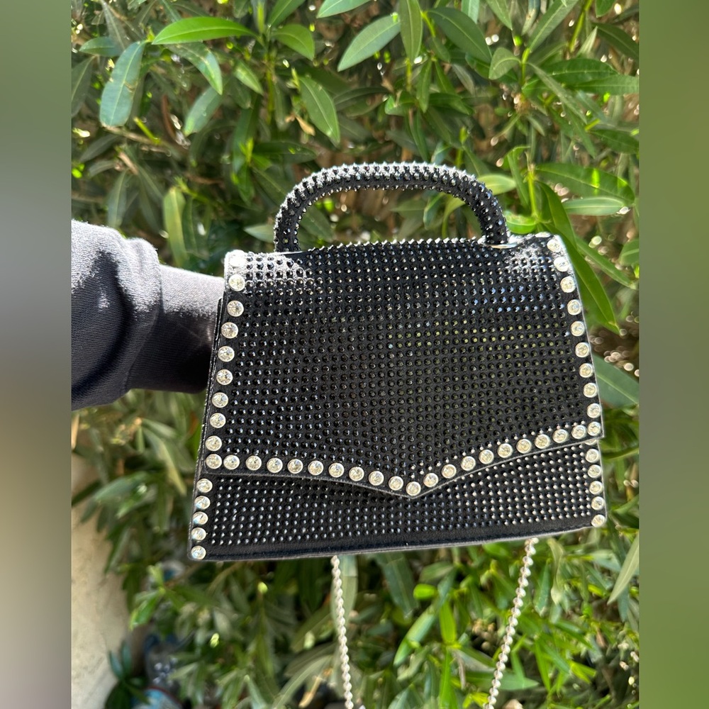 Black shoulder rhinestone bag